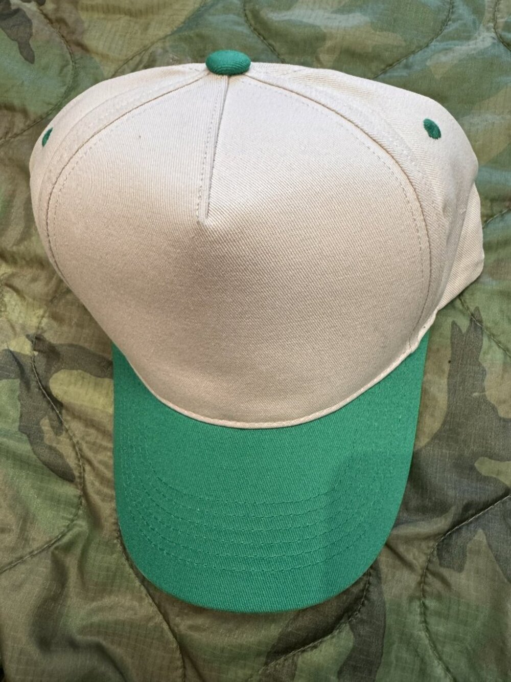 Funky Junque Two-Tone Snapback Hat Cream/Green - Blank